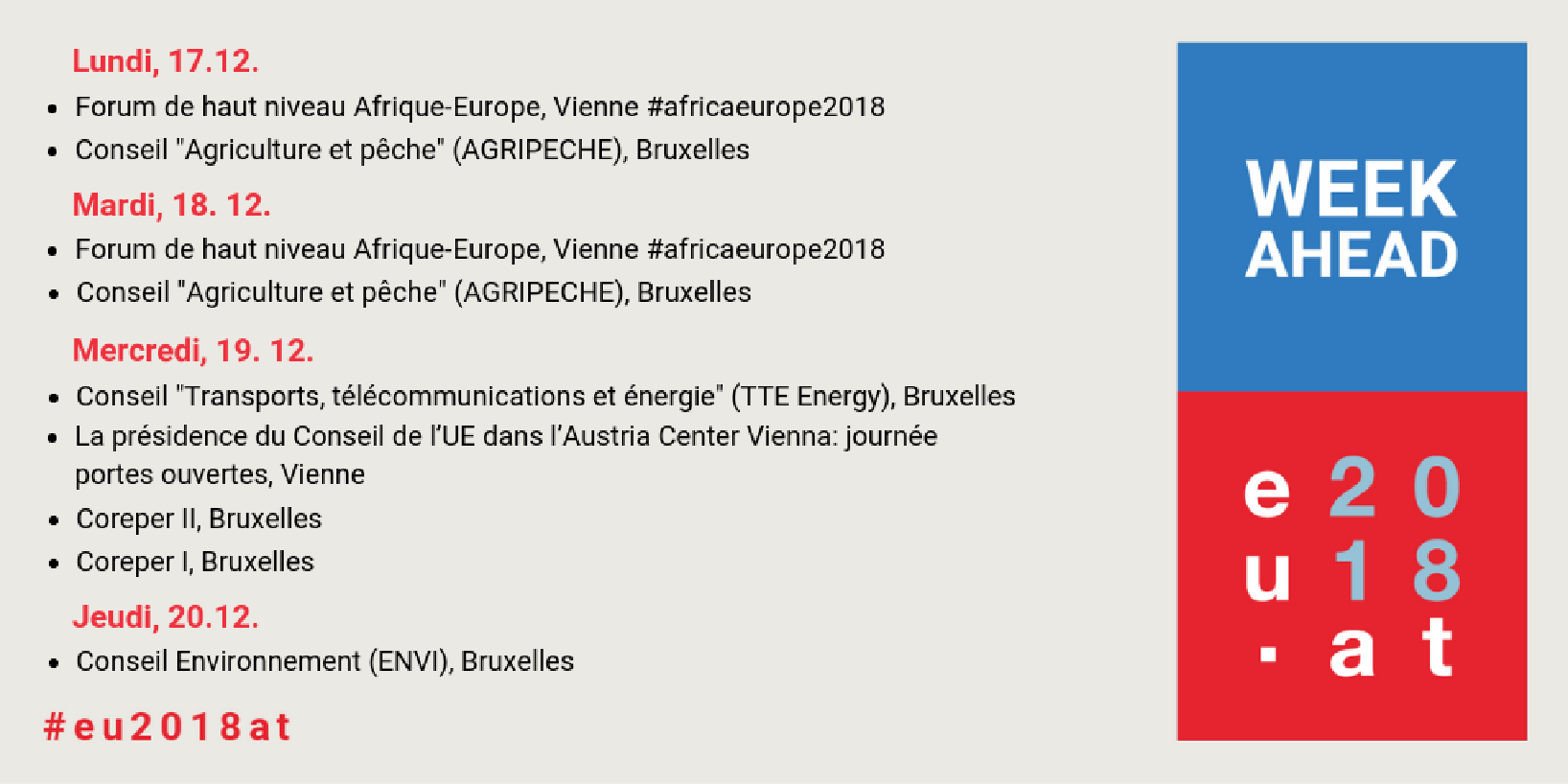 Le programme de la semaine