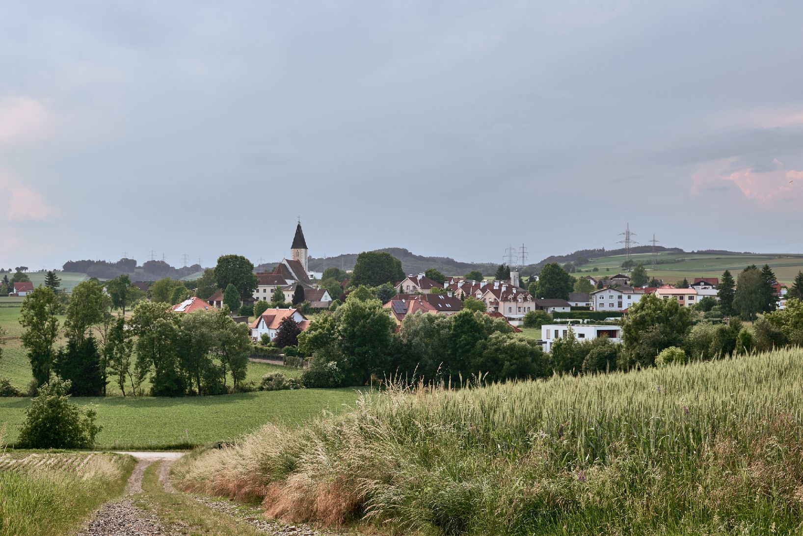 Village with church spire