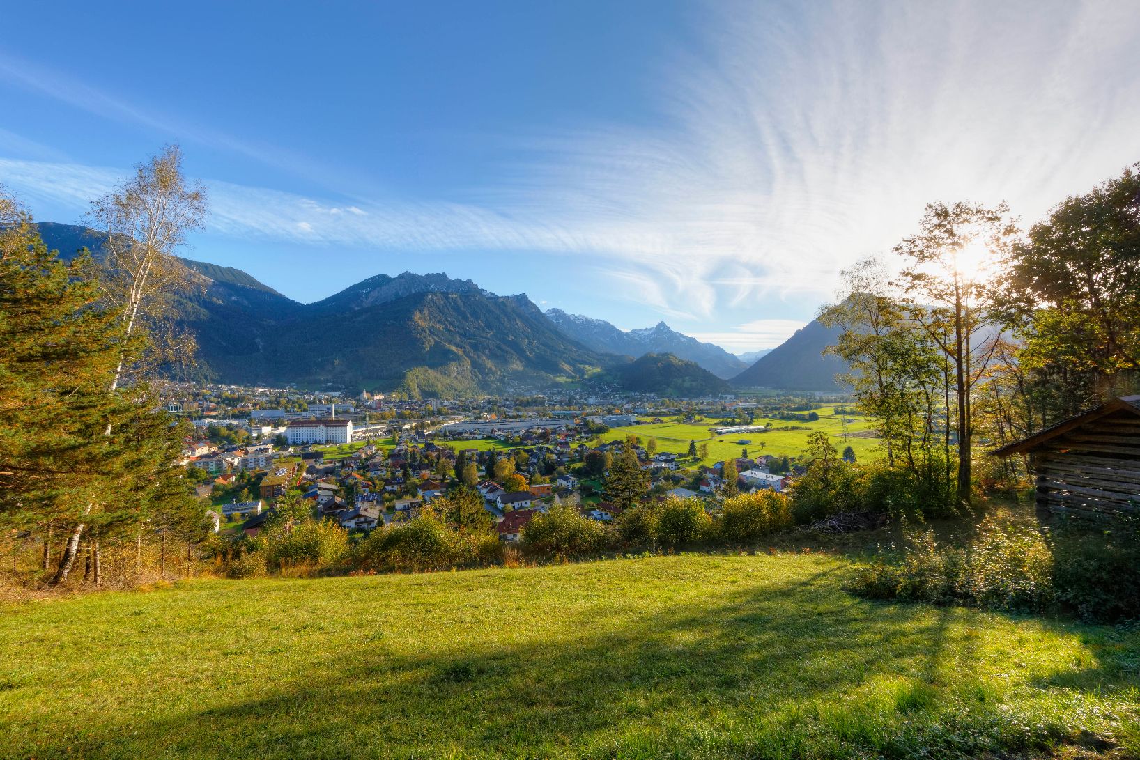 Austria, Vorarlberg, View of Klostertal valley towards Bludenz