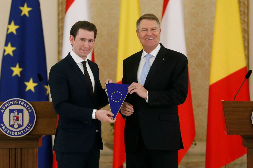 Federal Chancellor of the Republic of Austria Sebastian Kurz and the President of Romania Klaus Iohannis