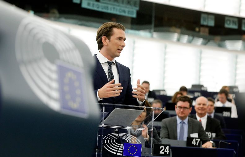 Le chancelier fédéral Sebastian Kurz présente le programme d’activités de la présidence autrichienne au Parlement européen