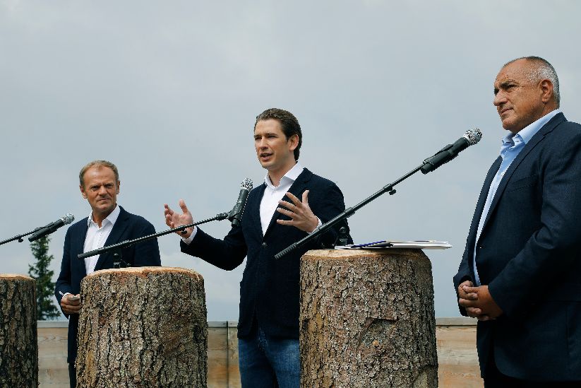 Déclarations à la presse du chancelier fédéral M. Kurz, du premier ministre M. Borissov et du président du Conseil M. Tusk