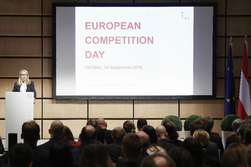 Federal Minister Schramböck at the European Competition Day